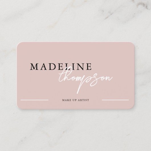 Bleek Roze Beige Kalligrafie Script QR-code Visitekaartje (Voorkant)