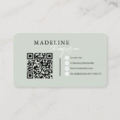 Bleek Roze Beige Kalligrafie Script QR-code Visitekaartje (Achterkant)