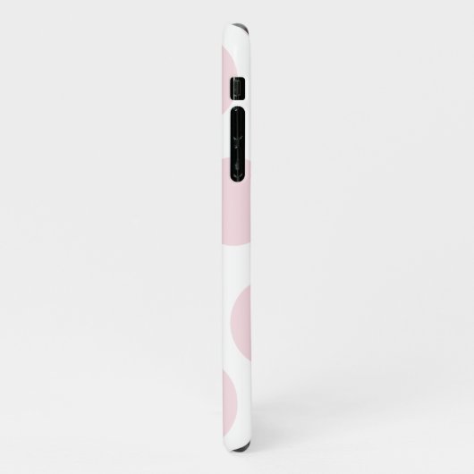 Bleek roze Big Polka Dot Pattern gepersonaliseerd iPhone Hoesje (Linkerkant)