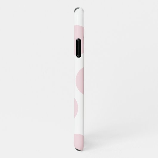 Bleek roze Big Polka Dot Pattern gepersonaliseerd iPhone Hoesje (Rechterkant)