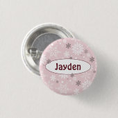 Bleek-Roze Birthday-naam winterfeest Ronde Button 3,2 Cm (Voorkant /achterkant)