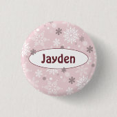 Bleek-Roze Birthday-naam winterfeest Ronde Button 3,2 Cm (Voorkant)