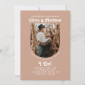 Bleek roze blos boog foto minimaal retro bruiloft kaart (Voorkant)