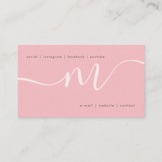  Bleek Roze Blush Minimale monogram script  Visitekaartje (Achterkant)