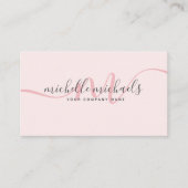  Bleek Roze Blush Minimale monogram script  Visitekaartje (Voorkant)