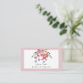 Bleek roze Boho waterverf floral bouquet Visitekaartje (Staand voorkant)
