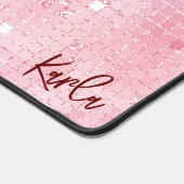 Bleek roze disco spiegels glitter | Aangepast mono Bureaumat (Hoek)