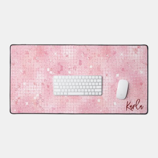 Bleek roze disco spiegels glitter | Aangepast mono Bureaumat (Keyboard & Muis)
