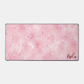 Bleek roze disco spiegels glitter | Aangepast mono Bureaumat (Voorkant)