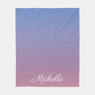 Bleek roze en blauwe gradiëntombre fleece deken