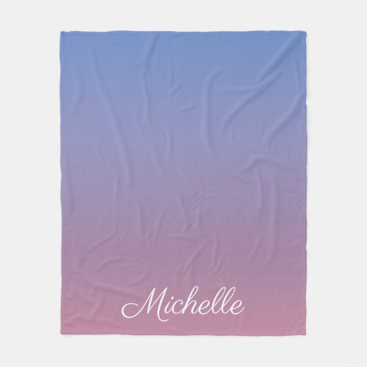 Bleek roze en blauwe gradiëntombre fleece deken (Voorkant)