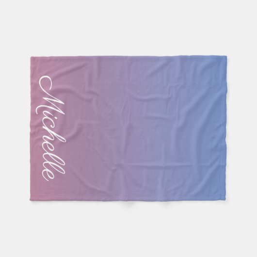 Bleek roze en blauwe gradiëntombre fleece deken (Voorkant (Horizontaal))