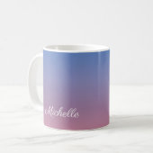 Bleek roze en blauwe gradiëntombre koffiemok (Voorkant links)