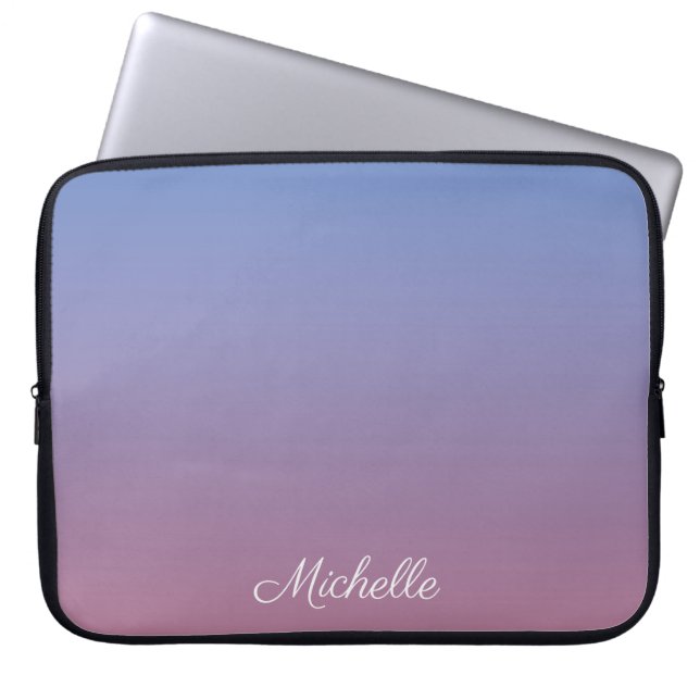 Bleek roze en blauwe gradiëntombre laptop sleeve (Voorkant)