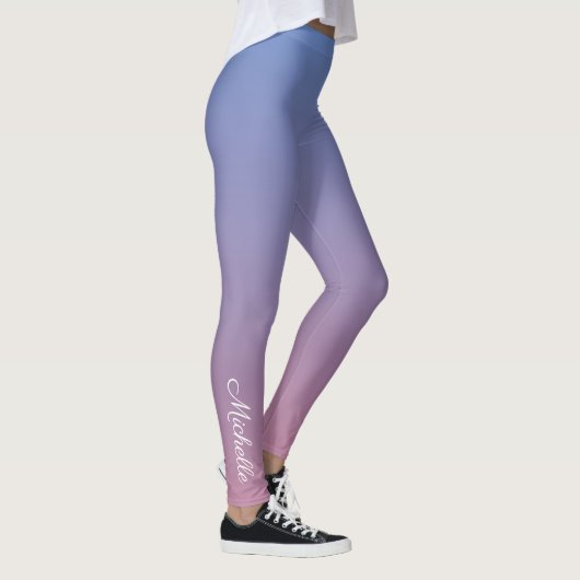 Bleek roze en blauwe gradiëntombre leggings (Rechts)