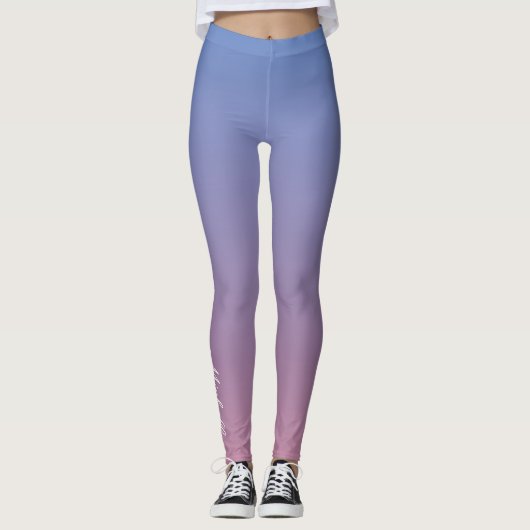 Bleek roze en blauwe gradiëntombre leggings (Voorkant)