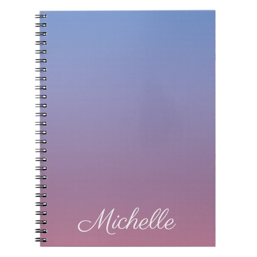 Bleek roze en blauwe gradiëntombre notitieboek (Voorkant)
