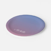 Bleek roze en blauwe gradiëntombre papieren bordje (Gekanteld)