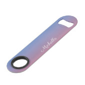 Bleek roze en blauwe gradiëntombre speed flessenopener (Voorkant Gekanteld)