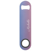 Bleek roze en blauwe gradiëntombre speed flessenopener (Voorkant)