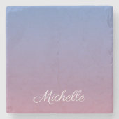 Bleek roze en blauwe gradiëntombre stenen onderzetter (Voorkant)