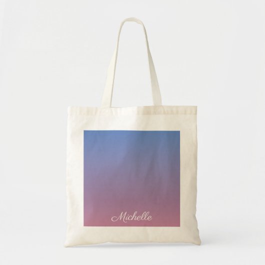 Bleek roze en blauwe gradiëntombre tote bag (Voorkant)
