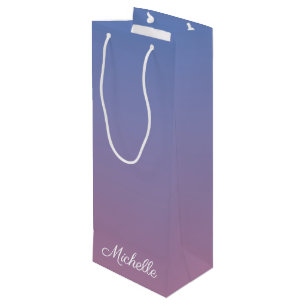 Bleek roze en blauwe gradiëntombre wijn cadeautas