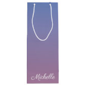 Bleek roze en blauwe gradiëntombre wijn cadeautas (Achterkant)