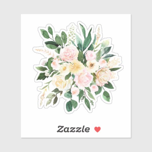 Bleek roze en wit bloemboeket sticker (Vel)