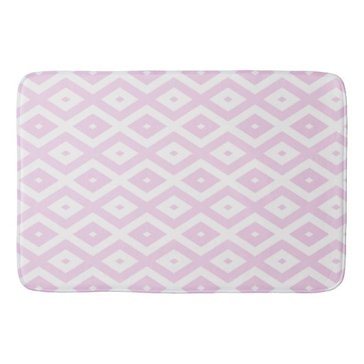 Bleek roze en wit diamantpatroon badmat (Voorkant)