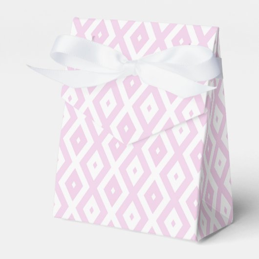 Bleek roze en wit diamantpatroon bedankdoosjes (Voorkant Zijde)
