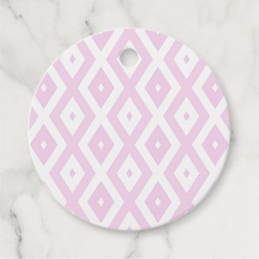 Bleek roze en wit diamantpatroon bedankjes labels (Voorkant)