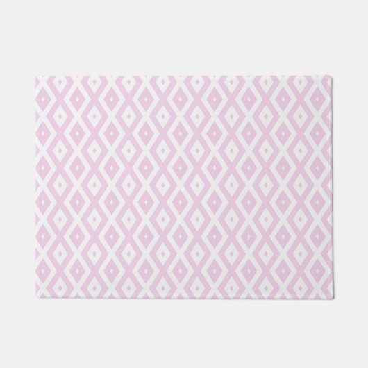 Bleek roze en wit diamantpatroon deurmat (Voorkant)