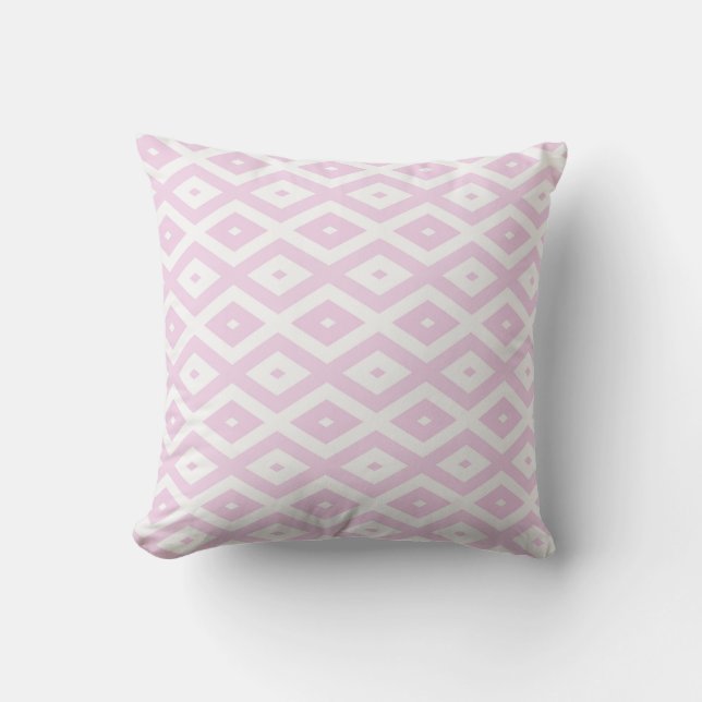 Bleek roze en wit diamantpatroon kussen (Voorkant)