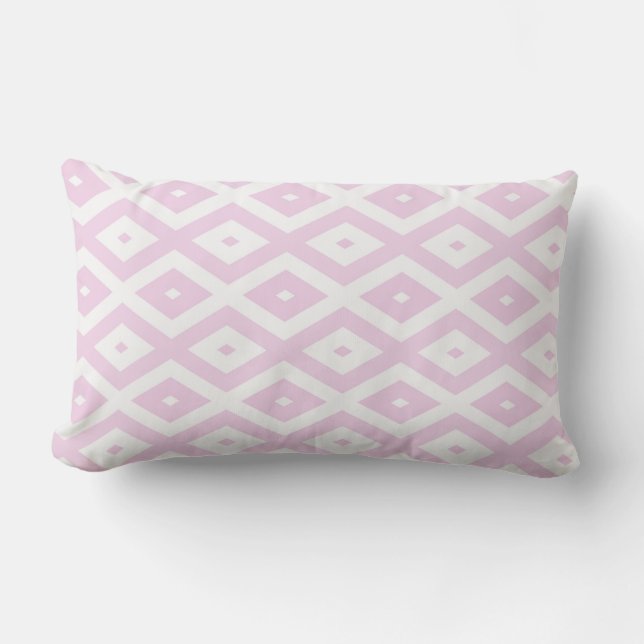 Bleek roze en wit diamantpatroon kussen (Voorkant)