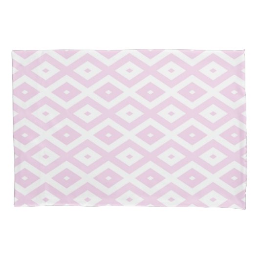 Bleek roze en wit diamantpatroon kussensloop (Voorkant)