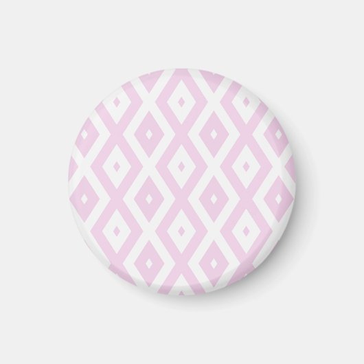 Bleek roze en wit diamantpatroon magneet (Voorkant)