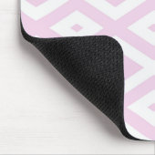 Bleek roze en wit diamantpatroon muismat (Hoek)