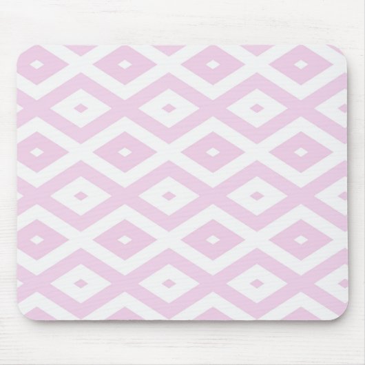 Bleek roze en wit diamantpatroon muismat (Voorkant)