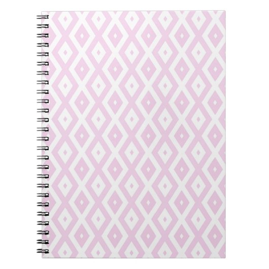 Bleek roze en wit diamantpatroon notitieboek (Voorkant)