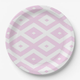 Bleek roze en wit diamantpatroon papieren bordje