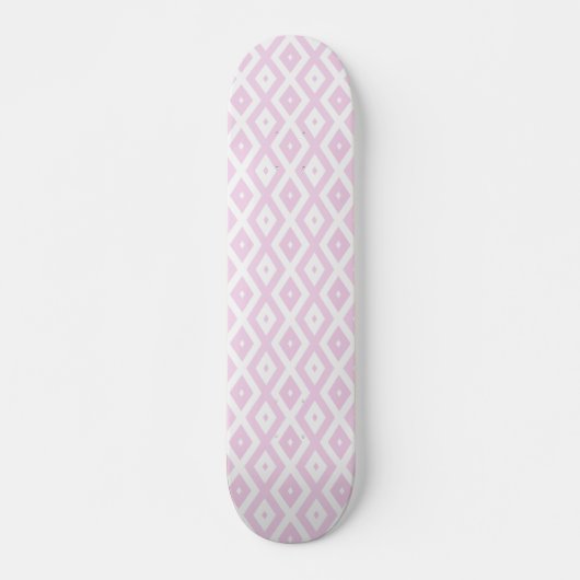 Bleek roze en wit diamantpatroon persoonlijk skateboard (Voorkant)