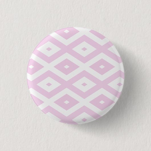 Bleek roze en wit diamantpatroon ronde button 3,2 cm (Voorkant)