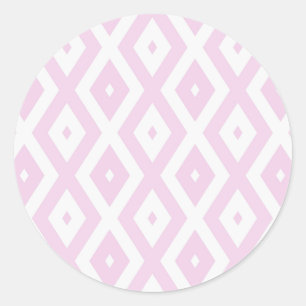 Bleek roze en wit diamantpatroon ronde sticker