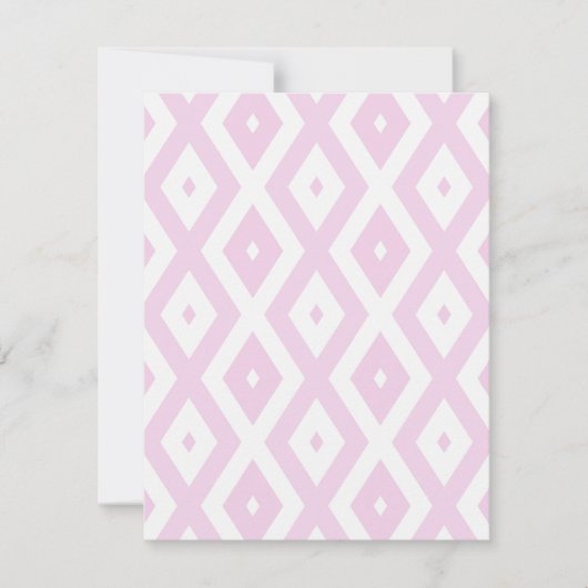 Bleek roze en wit diamantpatroon RSVP kaartje (Voorkant)