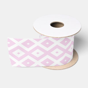 Bleek roze en wit diamantpatroon satijnen lint