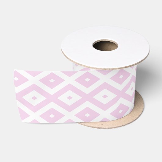 Bleek roze en wit diamantpatroon satijnen lint (Spoel)