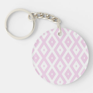 Bleek roze en wit diamantpatroon sleutelhanger
