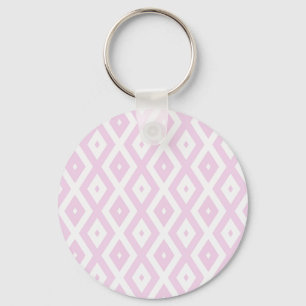 Bleek roze en wit diamantpatroon sleutelhanger