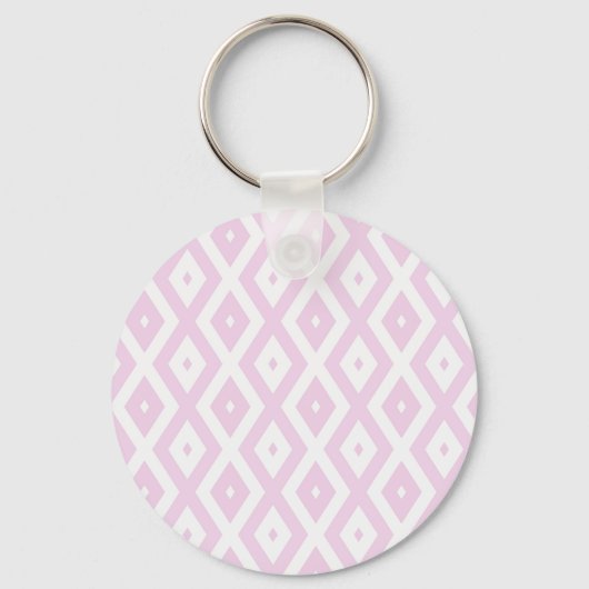 Bleek roze en wit diamantpatroon sleutelhanger (Voorkant)